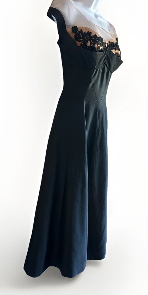 Vestido de cóctel vintage años 50 Peggy Hunt negro ilusión encaje 4 6 New Look reloj de arena Foto 2 de 4
