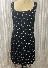 Reformation Black White Heart Print Square Neck Sleeveless Sheath Dress Size 12