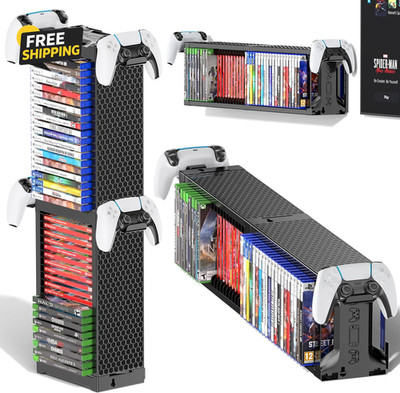 Video Game Disc Rack Tower PS5 PS4 Xbox Storage Stand Wall Desk Floor Mount