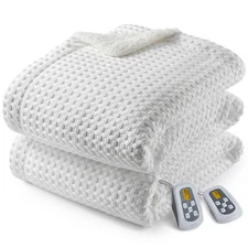 Heated Blanket King Size with LCD Dual Controller, Waffle Weave Fast Heating ...