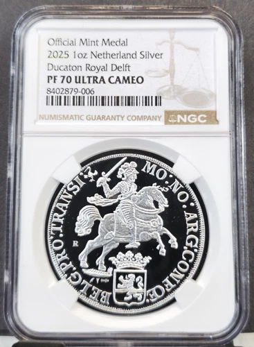 2025 NETHERLANDS SILVER 1 DUCATON ROYAL DELFT NGC PF 70 ULTRA CAMEO 225 MINTED