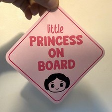 Little Princess On Board Sticker Vinyl Decal Car Window Bumper Baby Girl Cute