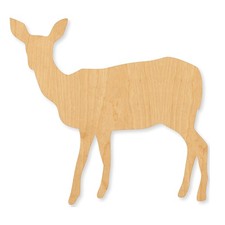 Doe 1 Wood Cutout Craft Blank, Unfinished Baltic Birch DIY Shape for Crafts