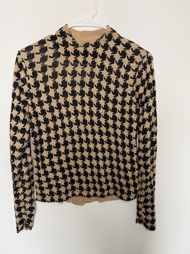 August Silks 100% Silk patterned mock neck sweater Size S