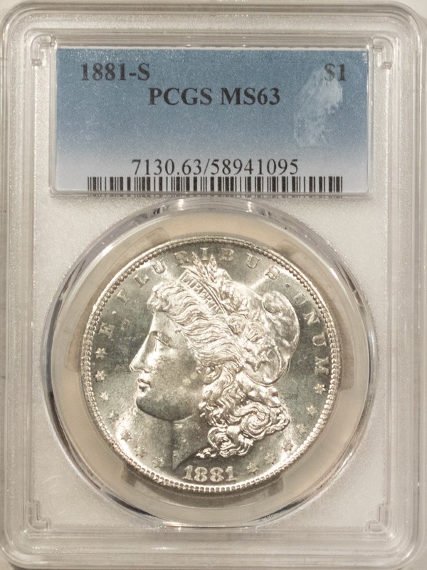 1881-S $1 MORGAN DOLLAR - PCGS MS-63 BLAST WHITE