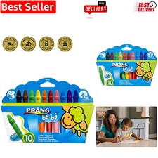 Vibrant Jumbo Crayons for Kids - 10 Colors, Washable Easy Grip with Sharpener