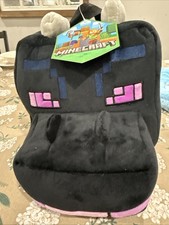 Minecraft Enderdragon Plush Kids Size Medium Black Purple Backpack Soft Cozy
