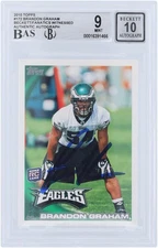 Brandon Graham Philadelphia Eagles Signed 2010 Topps #172 BAS 9/10 Rookie Card