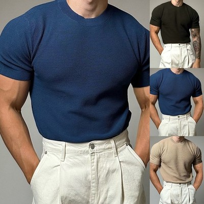 Halbhochgeschlossenes Strickoberteil für Herren Kurzarm-Stil für stetige Perfo