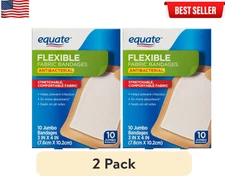 Equate Antibacterial Flexible Fabric Bandages, 10 Count(2 PACK)