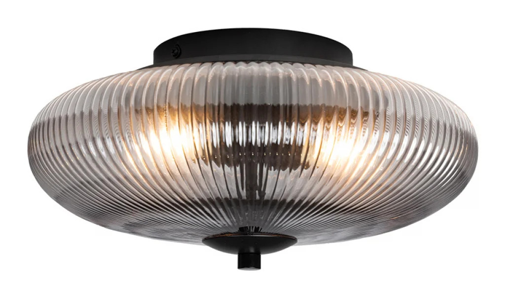 Ceiling Light Black Ashwell Flush Oaks Lighting 4055 F BK