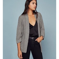 Reformation Chamonix 100% Alpaca Open Front Cardigan Chunky Knit Gray Small Fall