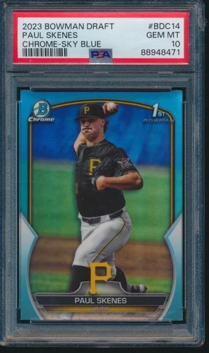 PSA 10 PAUL SKENES 1st 2023 Bowman Chrome Draft SKY BLUE REFRACTOR RC GEM MINT