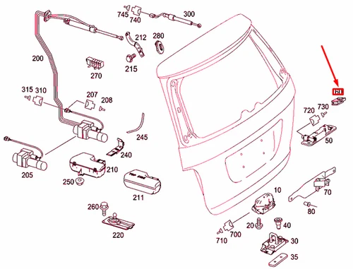 MERCEDES-BENZ ML W164 TRUNK LID REMOTE CONTROL SWITCH A2038217451 - Picture 9 of 11
