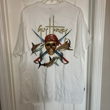 Vintage Guy Harvey Blue Water Mens XL Sharks Skull Swords Pirate T Shirt