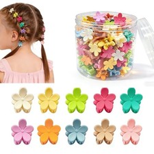 100Pcs Mini Flower Hair Clips for Kids, Cute Mini Claw Multicolor - Flower