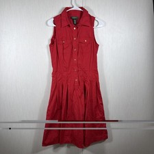Lauren Ralph Lauren Red Midi 6 Poplin Dress sleeveless Pockets No Belt