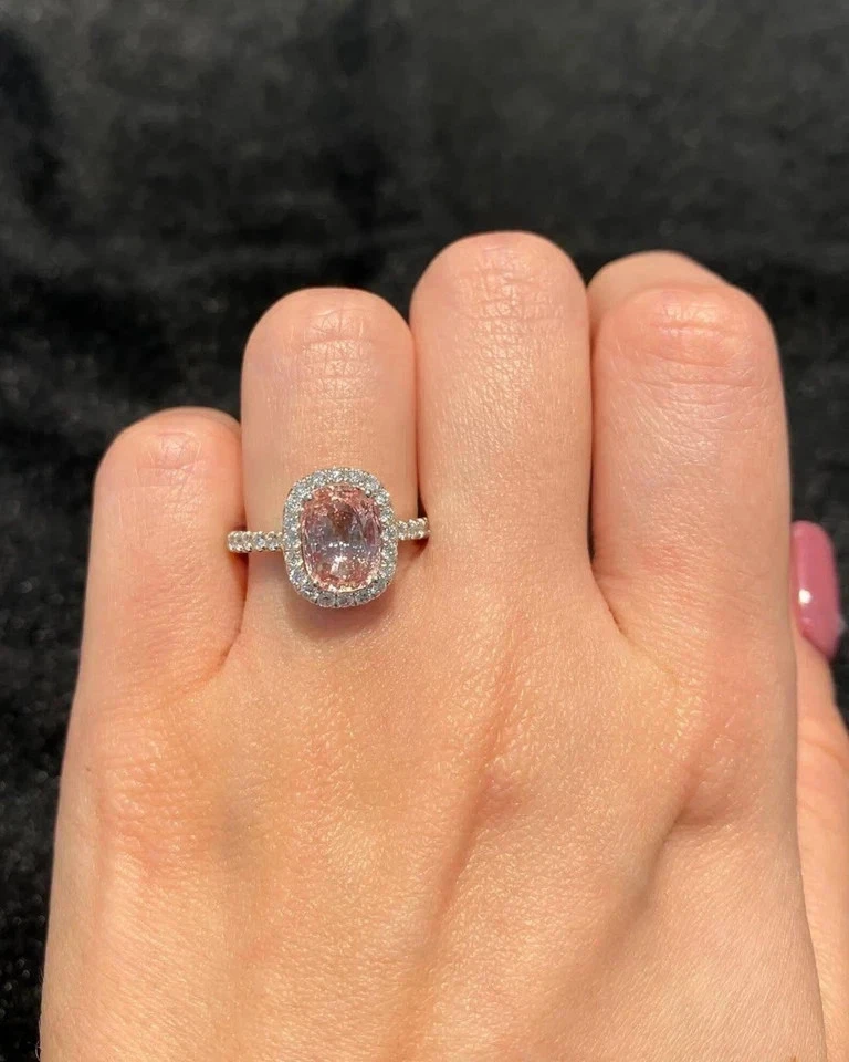 4.80 Ct Oval Cut Natural Pink Tourmaline Diamond Engagement Ring 18K White Gold - Image 4 of 4