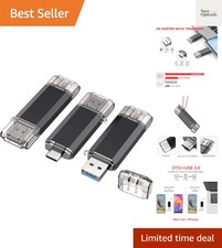 3 Pack 32GB USB C Flash Drive 2 in 1 OTG USB 3.0  USB C Memory Stick with Ke...