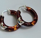 Vintage Milor Italy 925 Sterling Silver Tortoiseshell Earrings, Stunning — photo 1