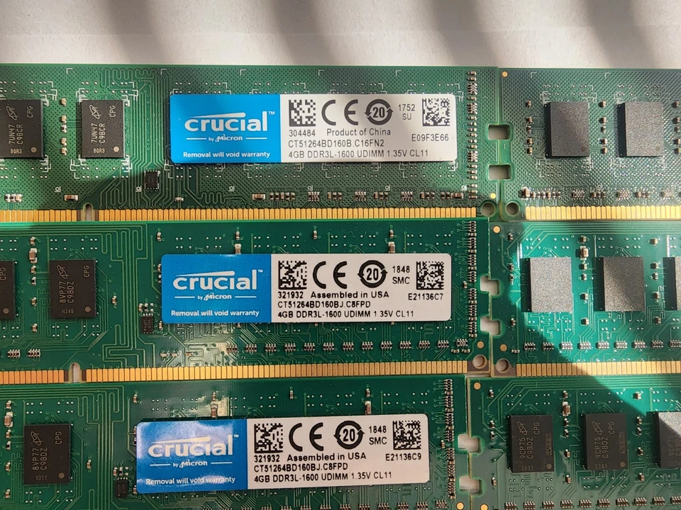 CRUCIAL CT51264BD150BJ 6x 4GB =24 GB Total DDR3 1600 UDIMM 240pin - Image 2 of 4
