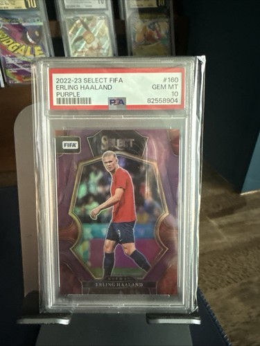 22-23 Panini Select FIFA - Mezzanine Erling Haaland #160 Purple Prizm /75 PSA 10