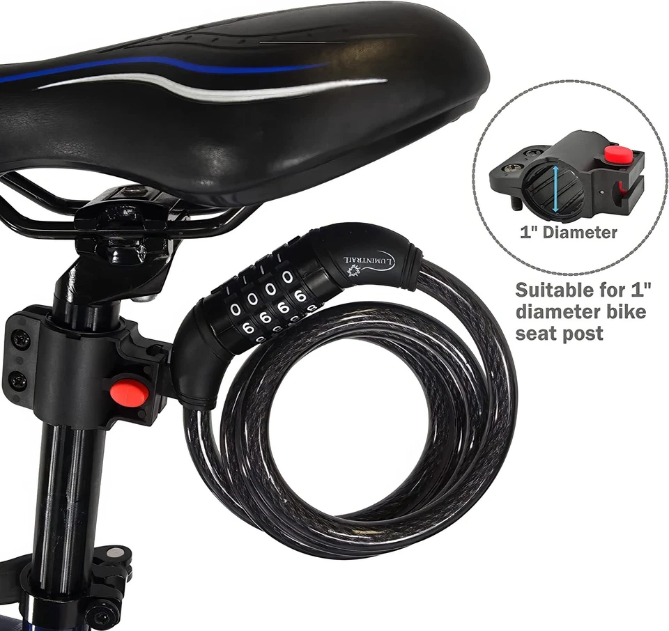 Cable de bloqueo de bicicleta combinado - Paquete de 2 cerraduras de bicicleta de 6 pies antirrobo de alta resistencia... Foto 4 de 4