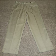 Roundtree  Yorke Mens pants Easy care stretch waist size 38X30 Greenish khaki