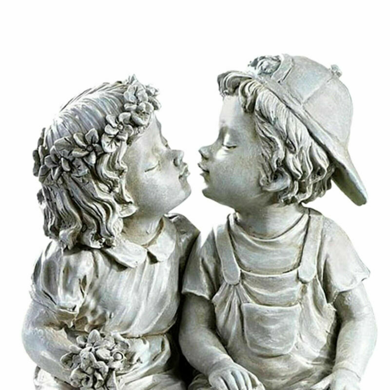 Art Garden Kissing Kids Ornaments Boy and Girl Statue Sculpture Outdoor Decor XY eBay