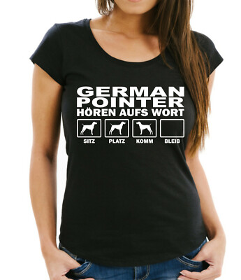 SALE German Pointer Deutsch Kurzhaar Hört Hundemotiv Kopf Damen T-Shirt lustig S