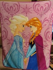 Disney Frozen Throw Blanket Elsa Anna Fleece Plush Soft EUC