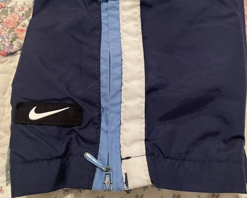 Vintage Nike Windbreaker Pants Navy Blue White Stripe Baggy Y2K Youth M (6) - Picture 5 of 7