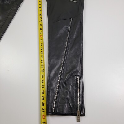 VERSACE Runway Biker Zip Detail Lambskin Leather Pants IT46
