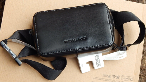 MICHAEL KORS WAIST BAG FANNY PACK BELT BAG BLACK GENUINE LEATHER NEW AUTHENTIC - Picture 2 of 12