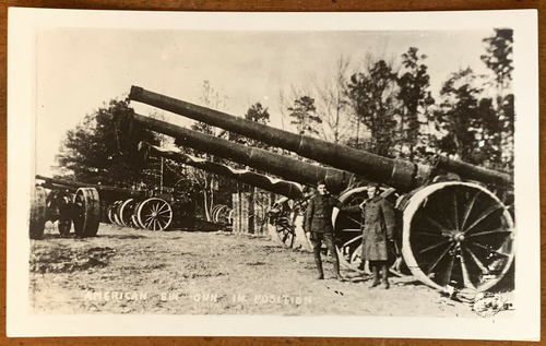American 5 Inch Artilary Gun in Position, RPPC, ca 1920 Photo Postcard