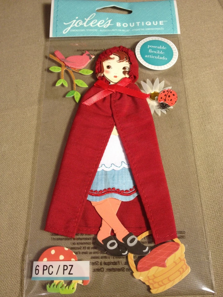 Pegatinas dimensionales Jolee's Boutique POSABLE CAPUCHA ROJA - 6 piezas Foto 3 de 4
