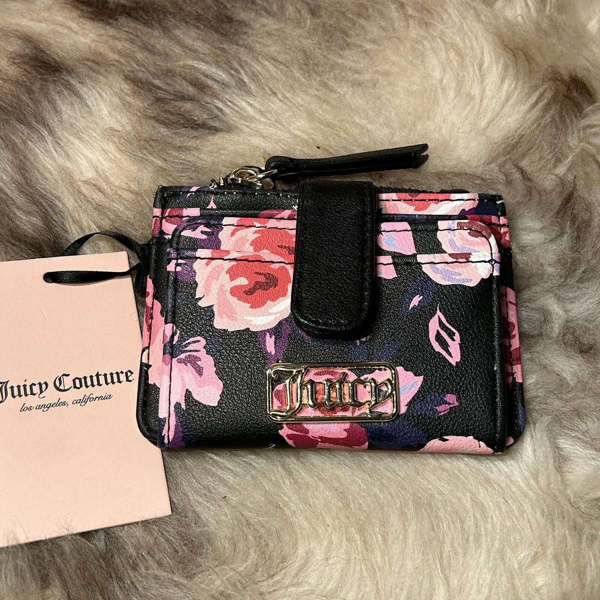 NWT Juicy Couture Statement Tab Card Case - Vive Rose Black | eBay