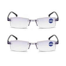 2 Pairs Rimless Mens Blue Light Blocking Reading Glasses Anti Blue Light Readers