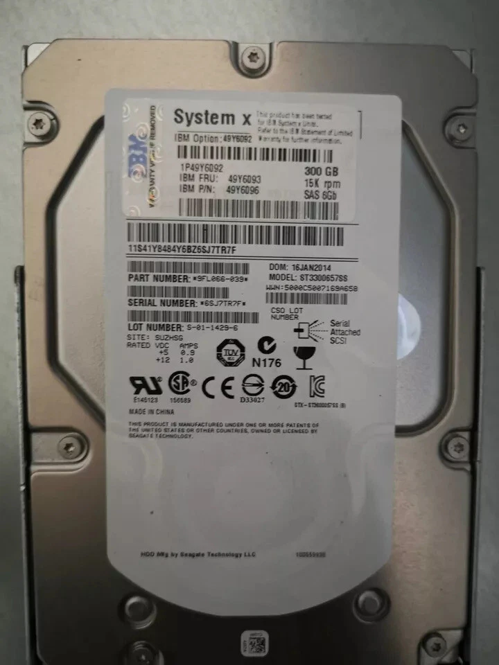 IBM 49Y6096 300GB 49Y6093 49Y6092 6G 3.5" 15K G2HS LFF X3650 HARD DRIVE SAS HDD - Image 2 of 3
