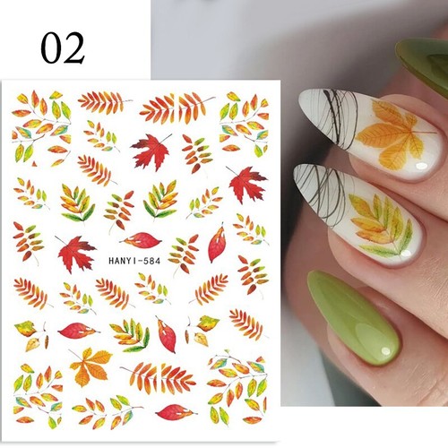 1Pc 3D Nail Sticker Maple Leaves Self Adhesive Tulip Flower Leaf Sliders Decals - Picture 19 of 62