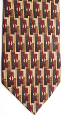 Tesoro Rosso Men's Silk Tie 59.5" X 3.75" Multi-Color Geometric