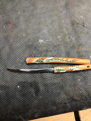 Vintage Stainless Steel Letter Opener Painted Wood Case