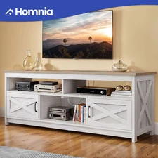 Farmhouse TV Stand for 75 in TVs Console with Power Outlets Entertainment Center