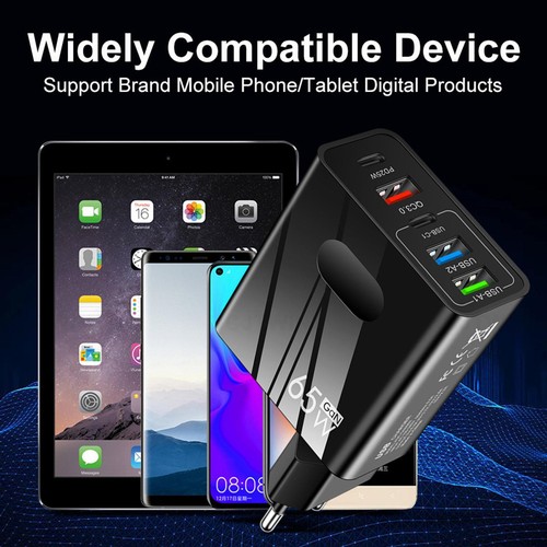 Prise de Charge USB Type C 65W Bloc Chargeur Charge Rapide avec Plusieurs Ports - Photo 2 sur 18