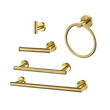 Brushed Gold Bathroom 5 pcs Accessories Set, 24-Inch Towel Bar Set Wall Mounted