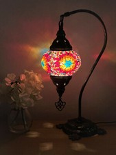 1500+ SOLD FREE LED BULB Turkish Moroccan Colourful Glass Light Desk Table Lamp