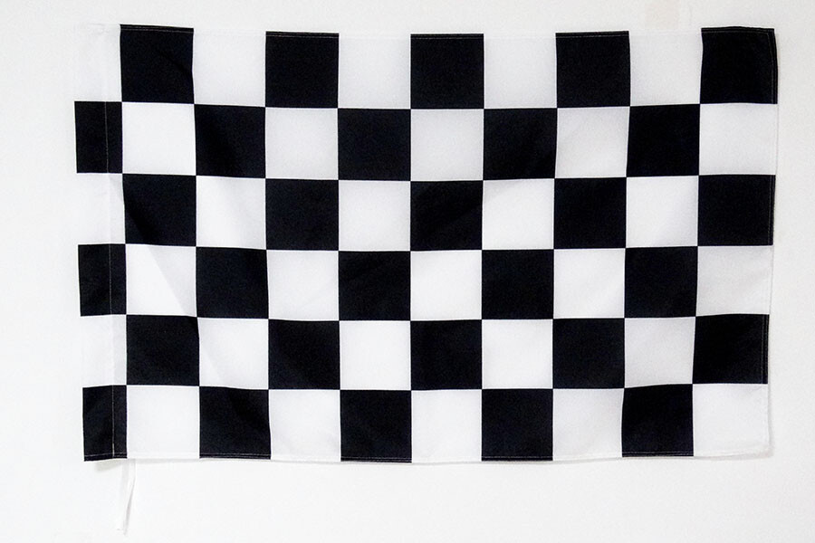BANDIERA COMMISSARIO DI PISTA A SCACCHI NERI E BIANCHI 90x60cm - BANDIERA FINE D