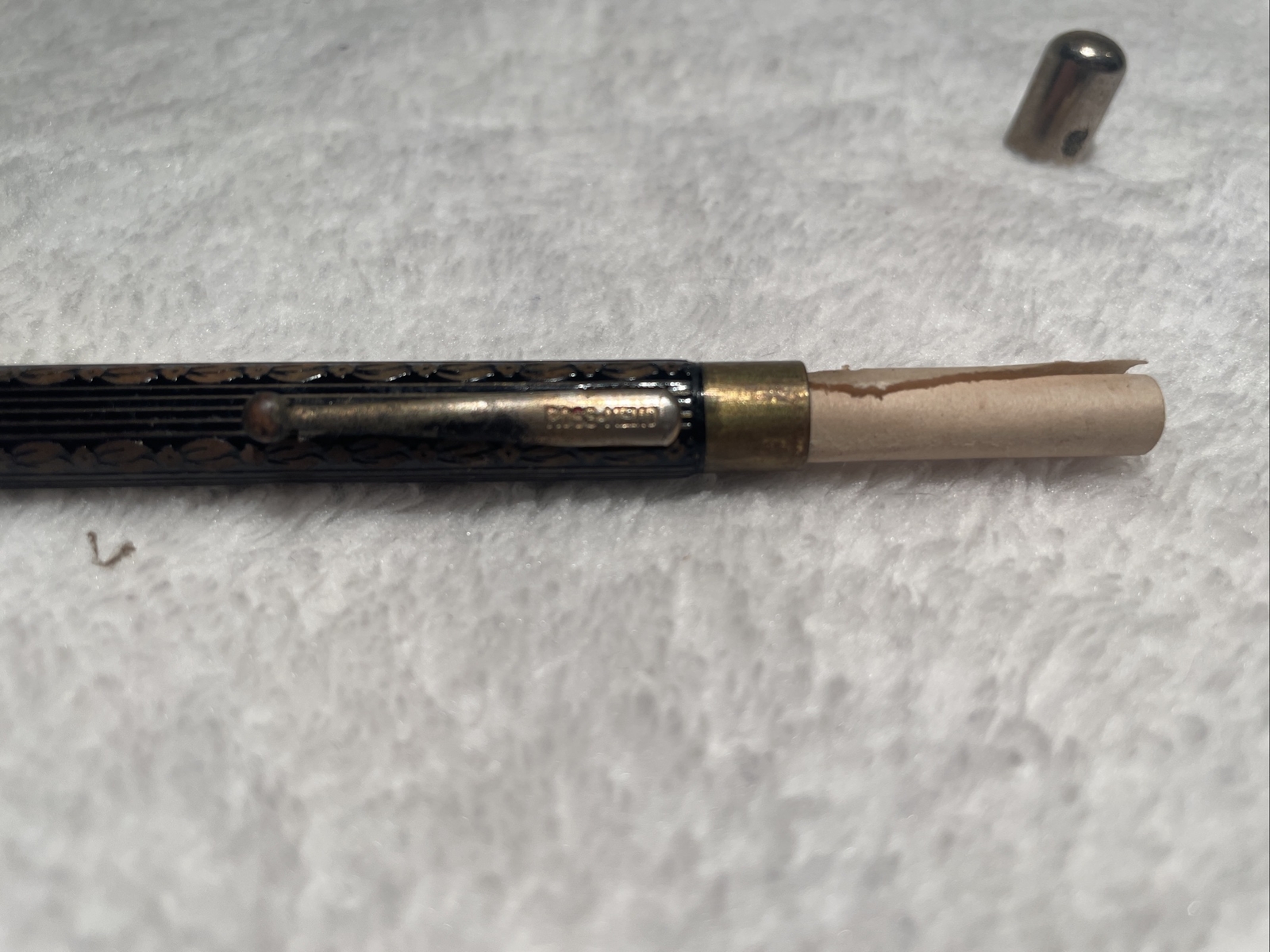 Vtg  Peninsular Steel Co Michigan  Black  Mechanical Pencil Paper Inside 1940s