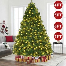 4ft 5ft 6ft 7ft Christmas Tree with LED Lights Bushy Xmas Tree Home Decoration