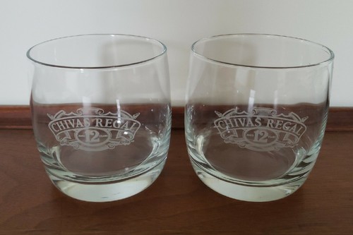 2 Chivas Regal Rocks Glasses Aged 12 Years Scotch Whisky Etched Logo 3. ...